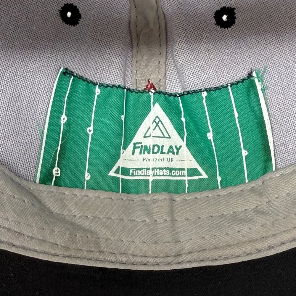 Findlay Hats Gray Black Snapback‎ Hat Red Mountain Logo Lace Detail Portland OR